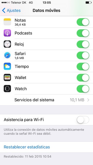 Desplácese hacia abajo y configure Asistencia para Wi-Fi en Off