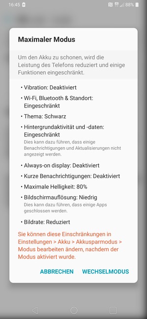 Wählen Sie WECHSELMODUS