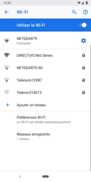 Vous êtes maintenant connecté au réseau Wi-Fi