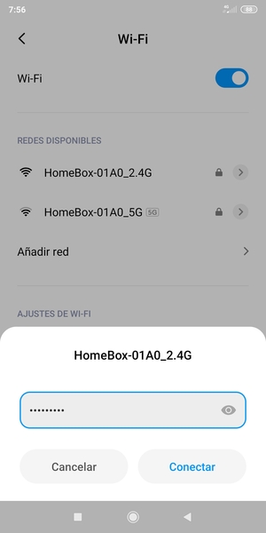 Introduzca la contraseña de Wi-Fi y seleccione Conectar