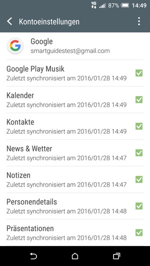 Stellen Sie sicher, dass Kontakte ausgewählt ist