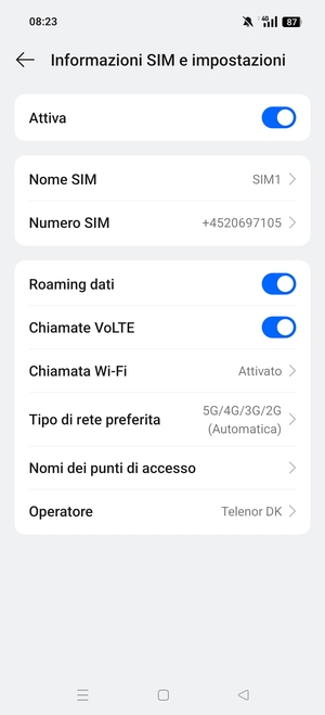 Attiva o disattiva Roaming dati