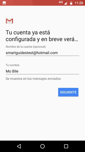 Déle a su cuenta un nombre y escriba su nombre. Seleccione SIGUIENTE