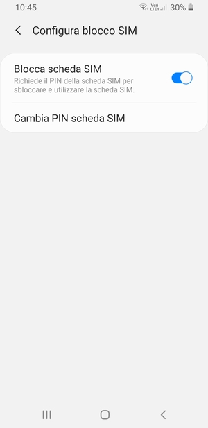 Seleziona Cambia PIN scheda SIM