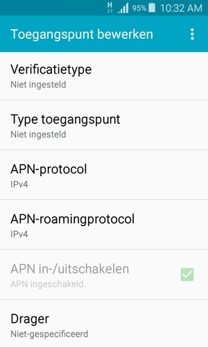 Scroll naar beneden en voer internetgegevens in