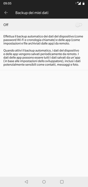 Attiva Backup dei miei dati