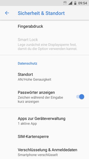 Scrollen Sie und wählen Sie Standort