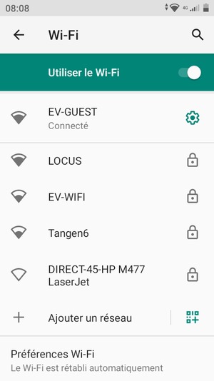 Vous êtes maintenant connecté au réseau Wi-Fi