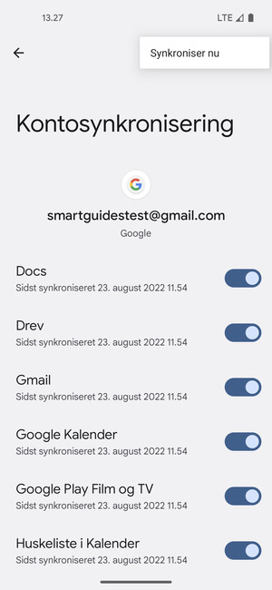 Vælg Synkroniser nu