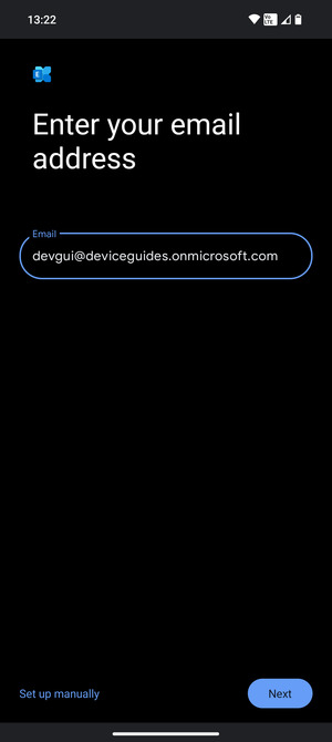 Enter your Email address and  select Set up manually
