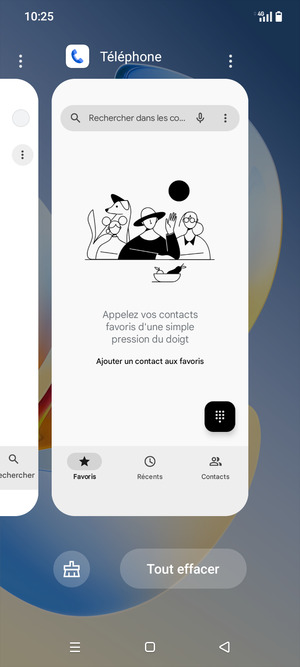 Sélectionnez Tout effacer pour fermer toutes les applications en cours d'exécution