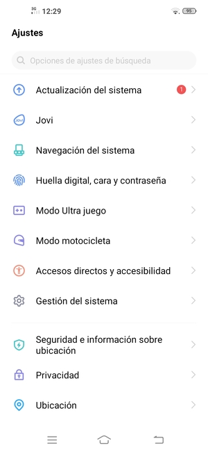 Desplácese y seleccione Seguridad e información sobre ubicación