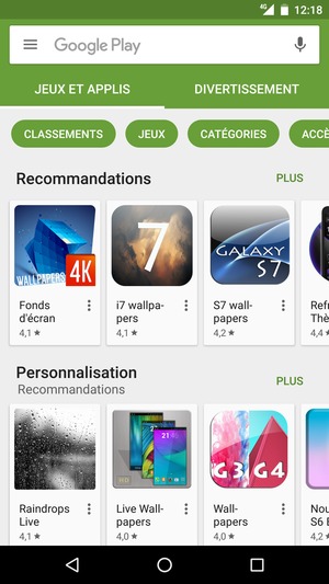 Sélectionnez la barre de Recherche