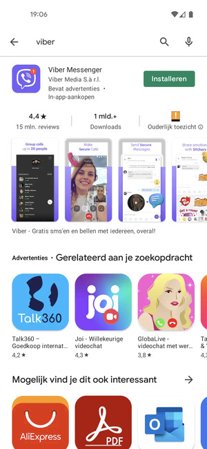 Selecteer de app
