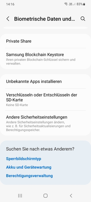 Scrollen Sie und wählen Sie Andere Sicherheitseinstellungen