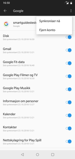 Velg Synkroniser nå