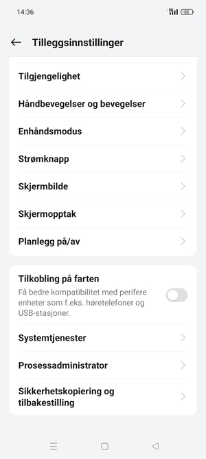 Bla til og velg Sikkerhetskopiering og tilbakestilling