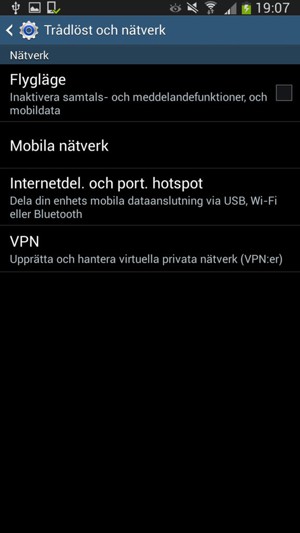 Välj Mobila nätverk