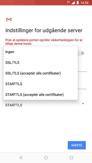 Vælg Ingen og NÆSTE