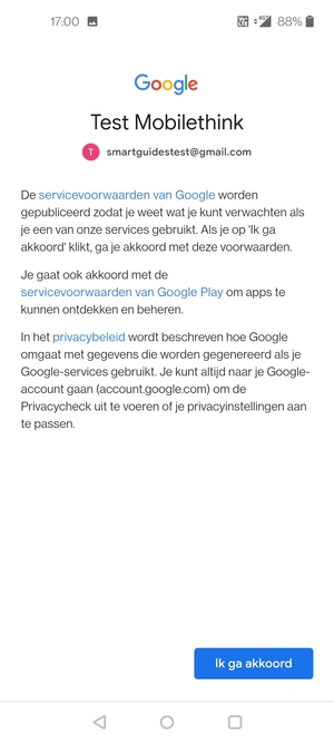 Selecteer Ik ga akkoord