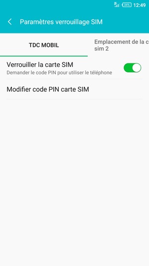 Sélectionnez Public puis Modifier code PIN carte SIM