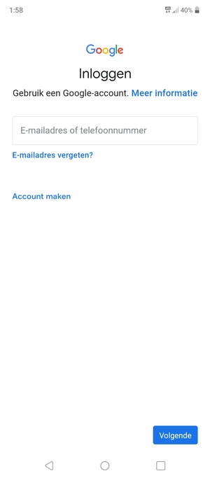 Voer uw Gmail adres in en selecteer Volgende