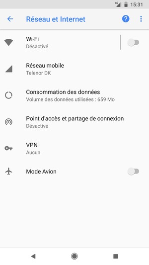 Sélectionnez Réseau mobile