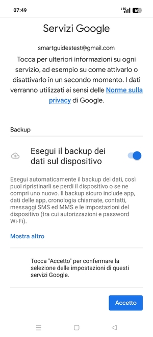 Seleziona Accetto