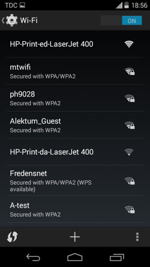 Select the wireless network you want to connect to
