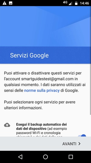 Seleziona AVANTI