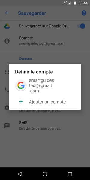 Sélectionnez votre compte de sauvegarde