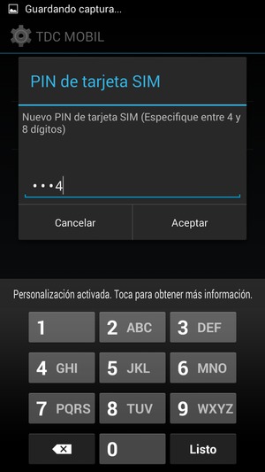 Introduzca su Nuevo PIN de tarjeta SIM y seleccione Aceptar