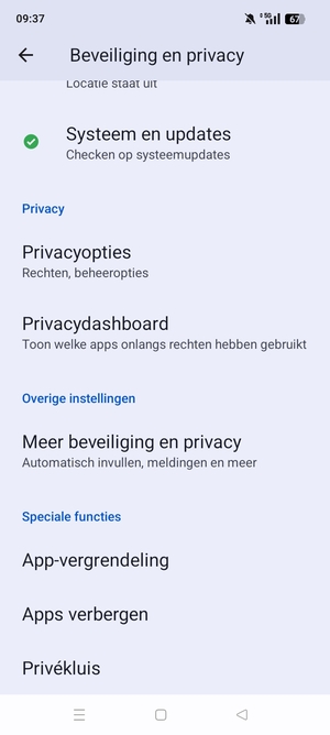 Scroll naar en selecteer Meer beveiliging en privacy