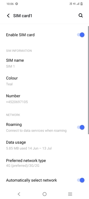 Turn Roaming on or off
