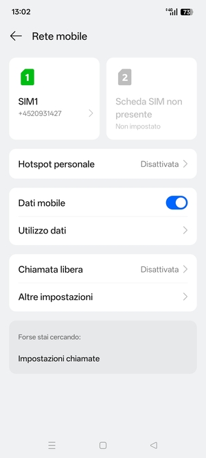Seleziona SIM1 o SIM2