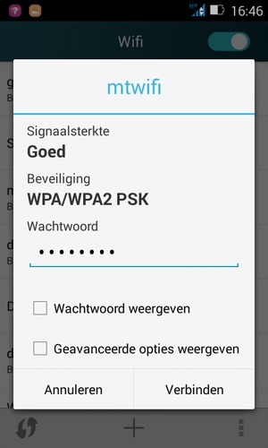Voer het WiFi-wachtwoord in en selecteer Verbinden