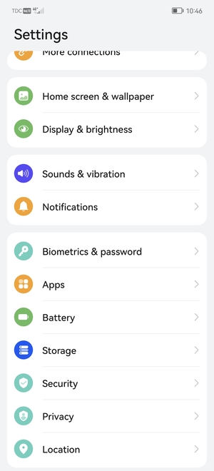 To activate your screen lock, go to the Settings menu and select Biometrics & password