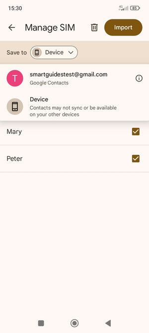 Select your Google account