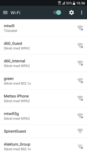 Du er nu tilsluttet Wi-Fi netværket