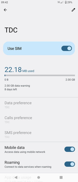 Turn Roaming on or off