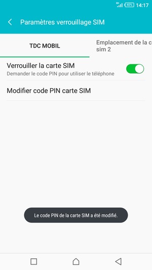 Votre code PIN de la carte SIM a été modifié
