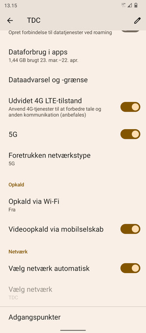 For at skifte netværk, hvis der opstår netværksproblemer, slå Vælg netværk automatisk fra