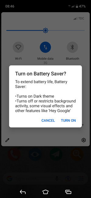 Select TURN ON