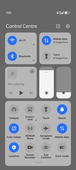 Slide down the top menu again