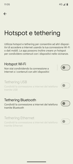 Seleziona Hotspot Wi-Fi