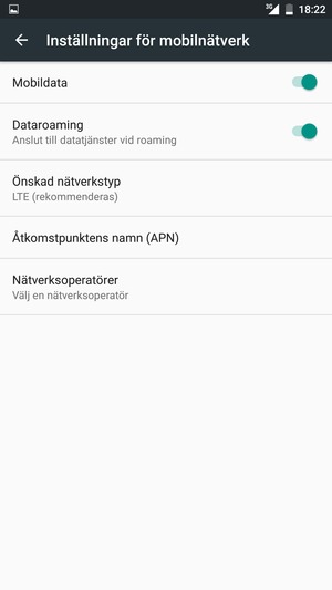Slå på eller stäng av Dataroaming