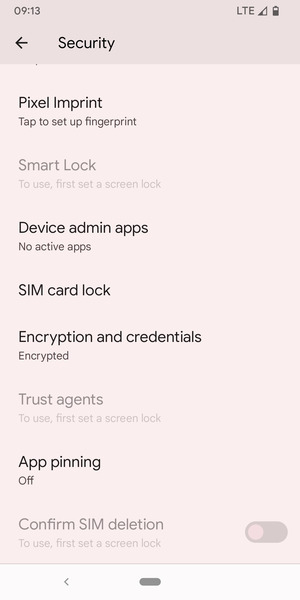 Scroll to and select SIM card lock