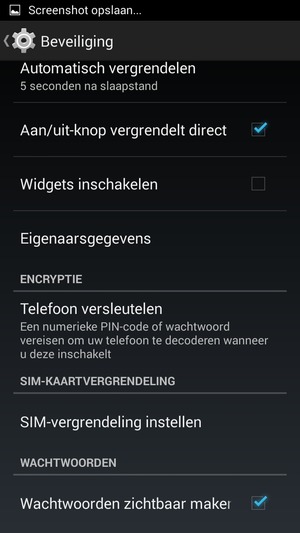 Om de pin voor de simkaart te wijzigen, keert u terug naar het menu Beveiliging en selecteert u SIM-vergrendeling instellen