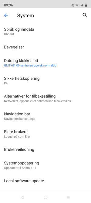 Bla til og velg Systemoppdatering