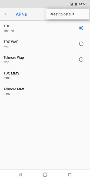 Select Reset to default